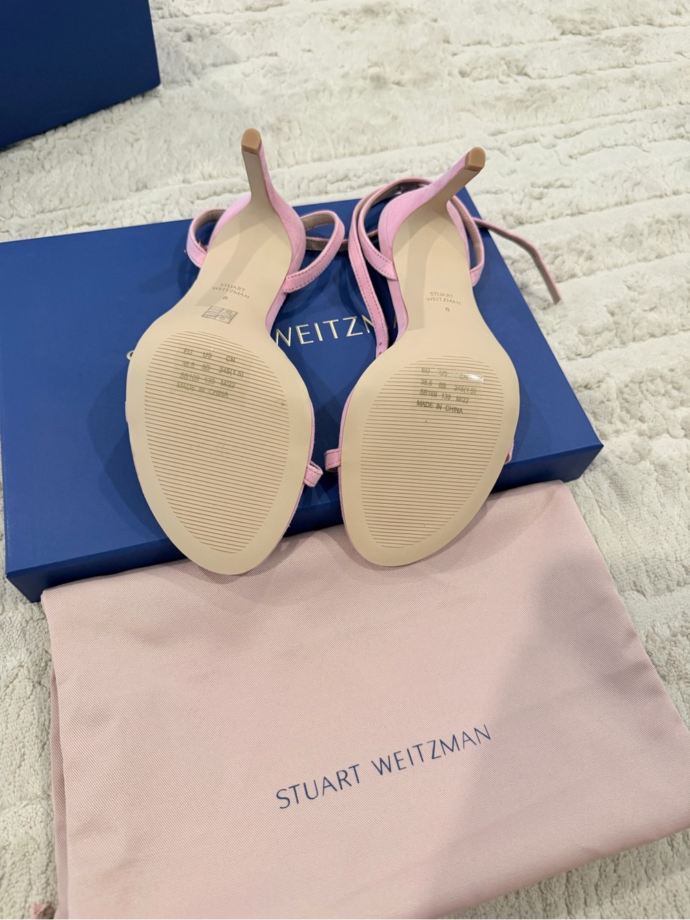 Stuart Weitzman Blush Pink Suede Slingback Heels - Picture 3 of 3
